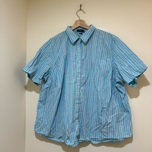 Women’s Chaps Brand Pastel Blue and Purple Striped Button Down Casual Work Shirt